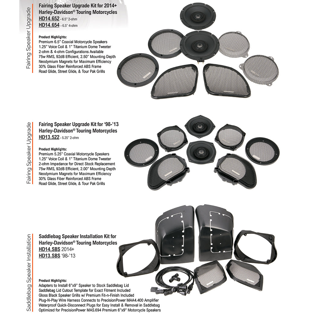 Saddlebag Speaker Installation Kit for 1998-2013 Harley-Davidson® Touring Models - HD13.SBS